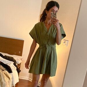 Zara Green V-Neck Dolman Sleeve Mini Sundress